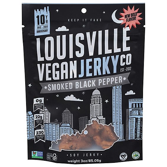 Louisville Bourbon Smoked Pepper Vegan Jerky - 3 Oz
