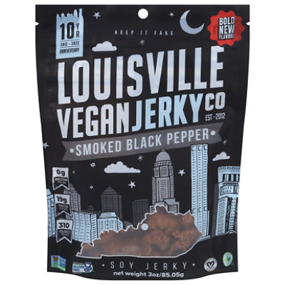 Louisville Bourbon Smoked Pepper Vegan Jerky - 3 Oz - Image 1
