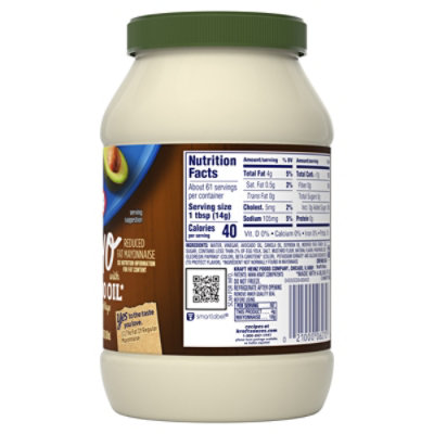 Kraft Mayo with Avocado Oil Reduced Fat Mayonnaise Jar - 30 Fl. Oz. - Image 2