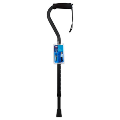 Carex Aluminum Offset Black Cane - Each