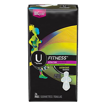 U by Kotex Fitness Pads Ultra Thin Heavy Flow - 26 Count - Image 1
