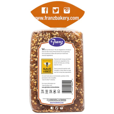 Franz Save The Bee Sandwhich Bread Honey Wheat - 24 Oz - Image 4