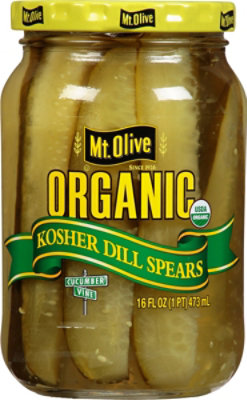 Mt. Olive Organic Pickles Kosher Dill Spears Fresh Pack - 16 Fl. Oz. - Image 1