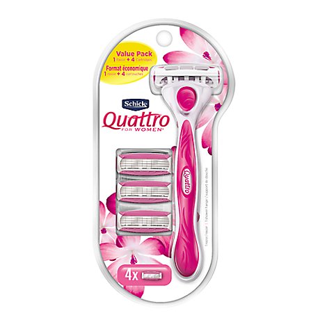 Schick Quattro for Women Value Pack With 1 Razor and 4 Razor Blade Refills - Each