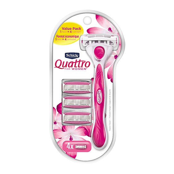 Schick Quattro for Women Value Pack With 1 Razor and 4 Razor Blade Refills - Each