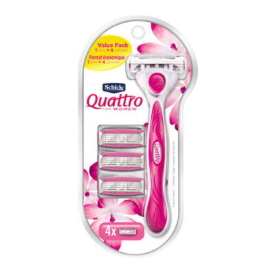 Schick Quattro for Women Value Pack With 1 Razor and 4 Razor Blade Refills - Each