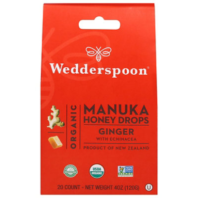 Wedderspoon Organic Manuka Honey Drops Ginger With Echinacea - 4 Oz - Image 2