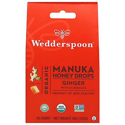 Wedderspoon Organic Manuka Honey Drops Ginger With Echinacea - 4 Oz - Image 1