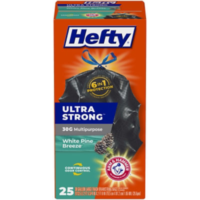 Hefty Trash Bags Drawstring Ultra Strong Arm & Hammer White Pine Breeze