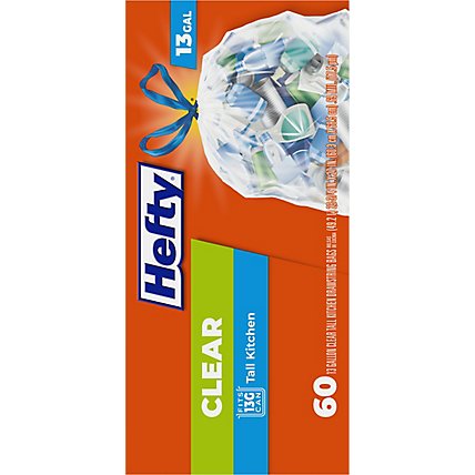 13 Gallon Hefty Recycling Tall Kitchen Trash Bags 60 Count Clear 