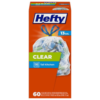 Hefty Trash Bags Drawstring Recycling Clear Tall 13 Gallon 60