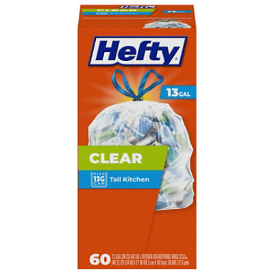 Hefty - Hefty, Drawstring Bags, Tall Kitchen, Clear, Recycling, 13 Gal (60  count), Shop