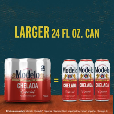 Modelo Chelada Especial Mexican Import Flavored Beer 3.5% ABV Can - 3-24 Fl. Oz. - Image 4