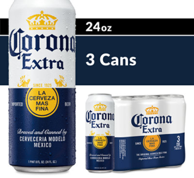 Corona Extra Lager Mexican Beer 4.6% ABV Can - 3-24 Fl. Oz. - Image 1