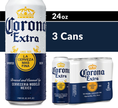 Corona Extra Mexican Lager Beer Cans 4.6% ABV - 3-24 Fl. Oz.