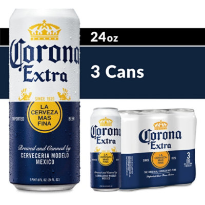 Corona Extra Mexican Lager Beer Cans 4.6% ABV - 3-24 Fl. Oz.