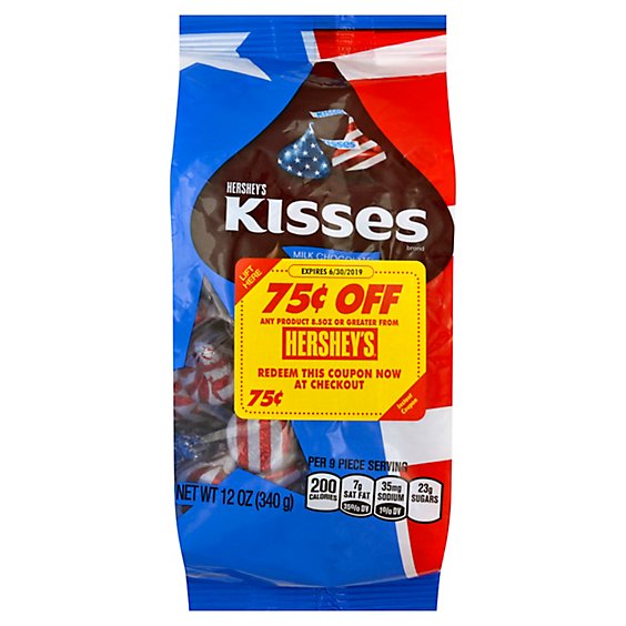 HERSHEYS Kisses Milk Chocolate USA Flag Foiled - 12 Oz