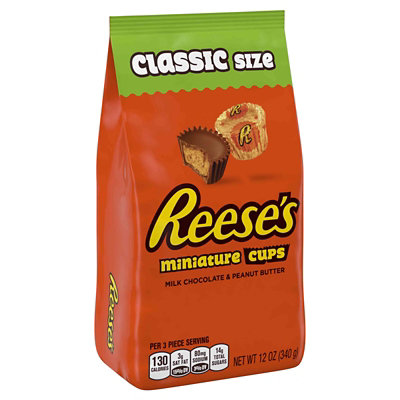 Reeses Peanut Butter Cups Milk Chocolate Miniature Classic Bag - 12 Oz