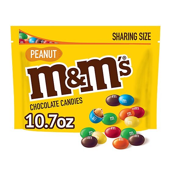 M&M'S Peanut Milk Chocolate Candy Sharing Size Bag - 10.7 Oz