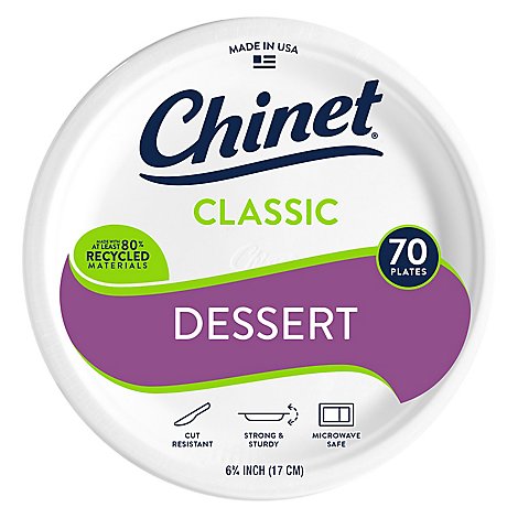 Chinet Plates Appetizer and Dessert Classic White Wrapper - 70 Count