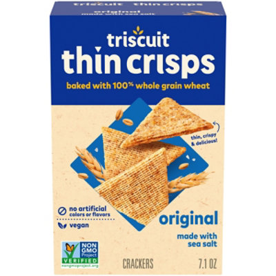 Triscuit Thin Crisps Original Whole Grain Wheat Crackers Vegan Crackers - 7.1 Oz