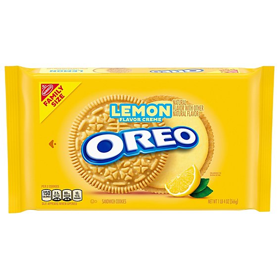OREO Lemon Creme Sandwich Cookies Family Size - 20 Oz