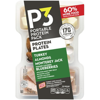 P3 Portable Protein Snack & Protein Plate with Turkey Almonds Jack Cheese & Yogurt Covered Blueberries - 3.2 Oz - Image 4