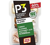 P3 Portable Protein Plate with Turkey Almonds Jack Cheese & Yogurt Covered Berries Tray - 3.2 Oz