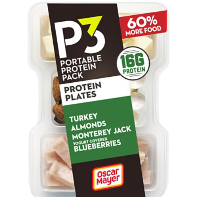  P3 Portable Protein Pack Protein Plates Turkey Almonds Monterey Jack Yogurt Blueberries - 3.2 Oz 