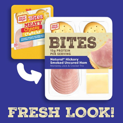 Oscar Mayer Bites Hickory Smoked Uncured Ham, Monterey Jack & Cracker Meat & Cheese Snack Plate - 3.3 Oz - Image 7