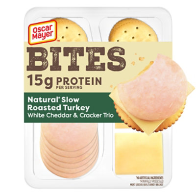 Oscar Mayer Bites Slow Roasted Turkey, White Cheddar & Cracker Trio Meat & Cheese Snack Plate - 3.3 Oz - Image 1