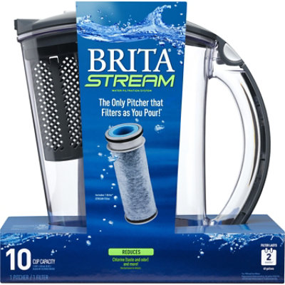 Brita Rapids Carbon Gray Large 10 Cup Capacity Stream Water Pitcher With Stream Filter - Each - Image 1