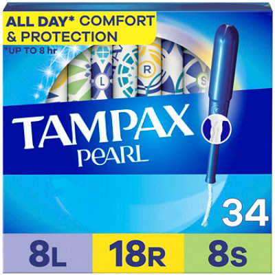 Tampax Pearl Tampons Trio Pack Light/Regular/Super Absorbency Unscented - 34 Count - Image 1