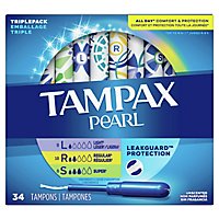 Tampax Pearl Tampons Trio Pack Light/Regular/Super Absorbency Unscented - 34 Count - Image 1