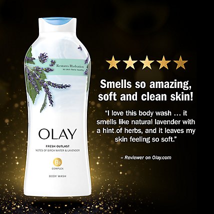 Olay Fresh Outlast Body Wash with Notes of Birch Water & Lavender - 22 Fl. Oz. - Image 3