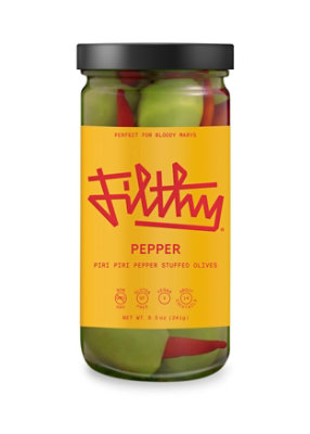 Filthy Pepper Olives - 8 Oz - Image 1