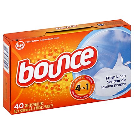 Bounce Fabric Softener Dryer Sheets Fresh Linen - 40 Count - Image 1