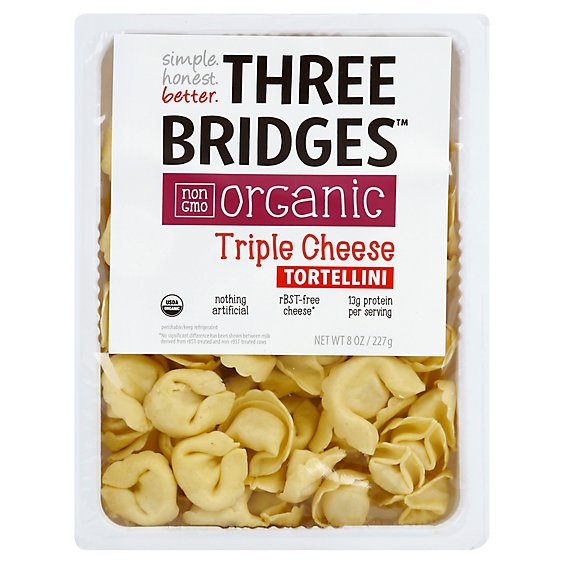 Three Bridges Organic Triple Cheese Tortellini - 8 Oz