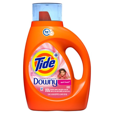 Tide Plus Laundry Detergent Liquid HE Turbo Clean Downy April Fresh - 46 Fl. Oz. - Image 2