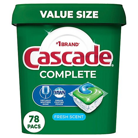 Cascade Complete Dishwasher Detergent Pods ActionPacs Tabs Fresh Scent - 78 Count