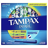 Tampax Pearl Regular Super Super Plus Absorbency Unscented Tampons Trio Pack - 34 Count - Image 1