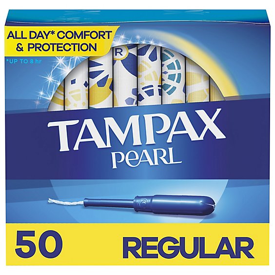 Tampax Pearl Tampons Regular Absorbency - 50 Count