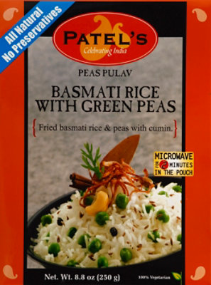 Patels Indian Cuisine Ready-To-Eat Basmati Rice With Green Peas Peas Pulav - 8.8 Oz - Image 2