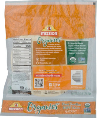 Mission Organic Tortillas Flour Soft Taco Bag 6 Count - 10.5 Oz - Image 6