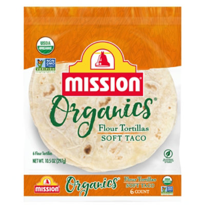 Mission Organic Tortillas Flour Soft Taco Bag 6 Count - 10.5 Oz - Image 1