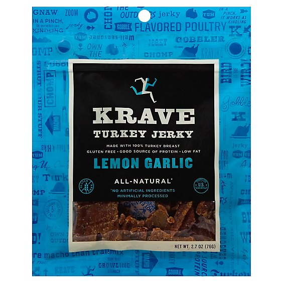 Krave Turkey Jerky Lemon Garlic - 2.7 Oz