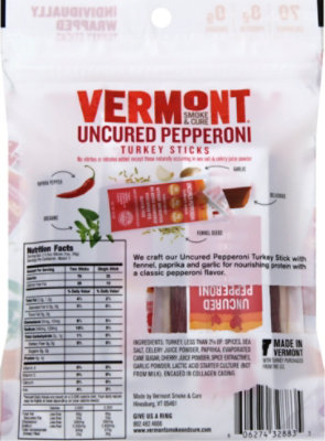 Vermont Smoke & Cure Uncured Pepperoni Turkey Sticks Go Pack - 3 Oz - Image 3