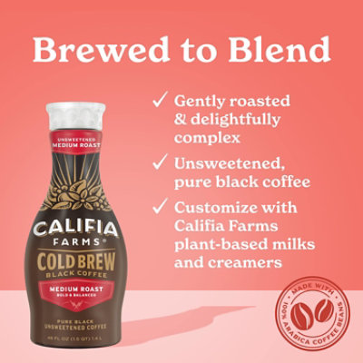 Califia Farms Pure Black Unsweetened Medium Roast Cold Brew Coffee 48 Fl. Oz. - Image 3