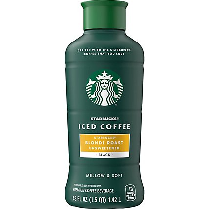Starbucks Premium Unsweetened Blonde Roast Iced Coffee Beverage Bottle - 48 Fl. Oz. - Image 1