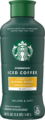 Starbucks Premium Unsweetened Blonde Roast Iced Coffee Beverage Bottle - 48 Fl. Oz. - Image 1